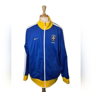 Nike Brasil CBF Track Jacket XXL Blue Yellow Soccer Football Zip Up Authentic